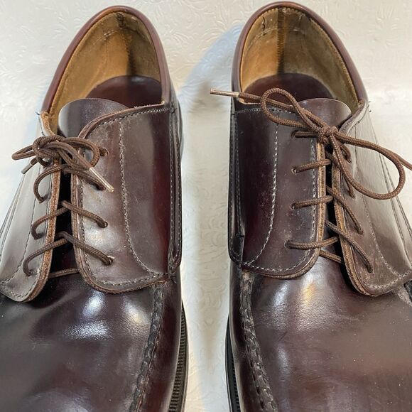 LL Bean Mens 14D Brown Leather Oxford Moc-Toe Shoes - Picture 3 of 15